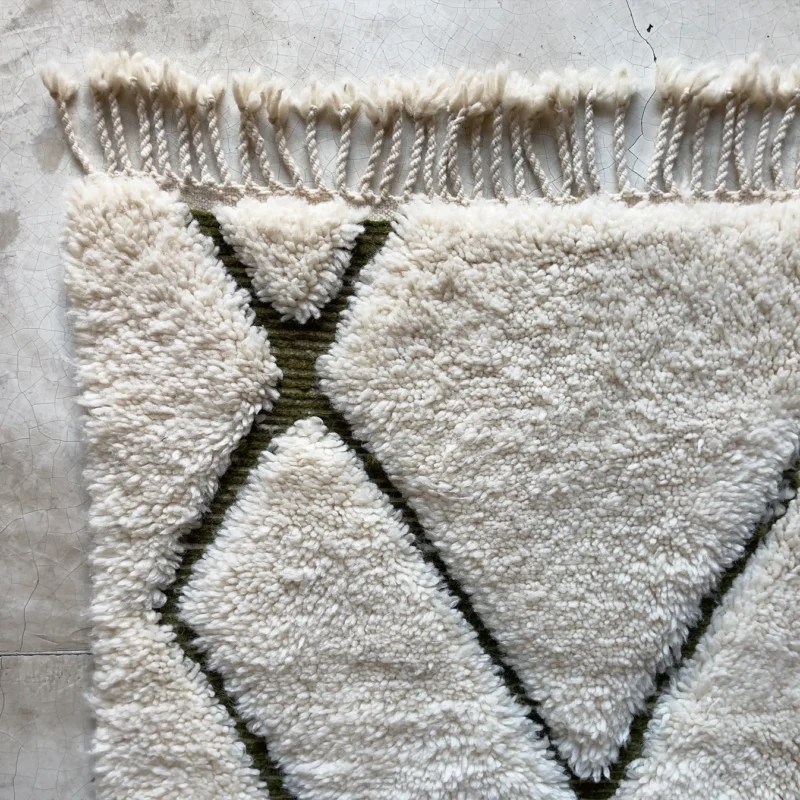 Beni Ouarain Carpet Whtie & Green