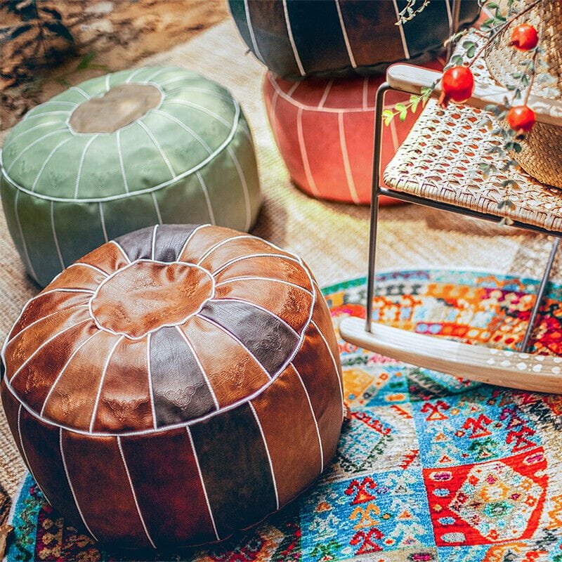 Moroccan Leather Pouffes 2