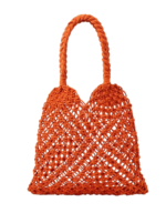 Orange Macrame Beach Handbag