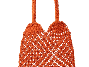 Orange Macrame Beach Handbag